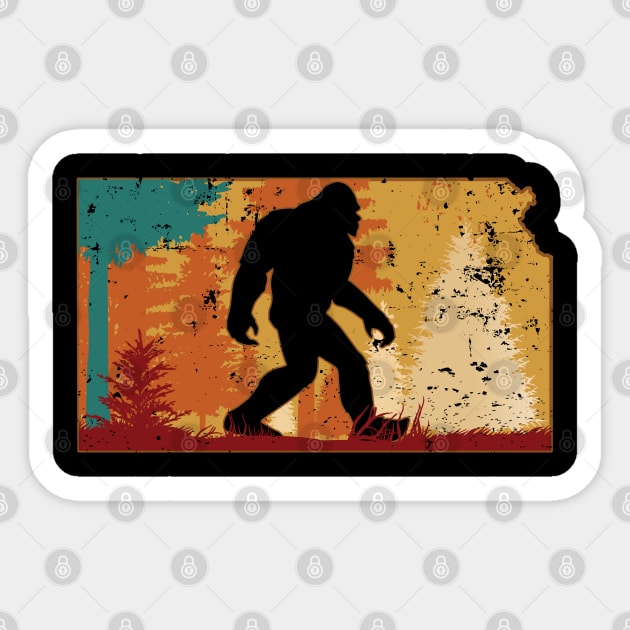 Bigfoot Retro Vintage Sasquatch Kansas Sticker by ryanjaycruz